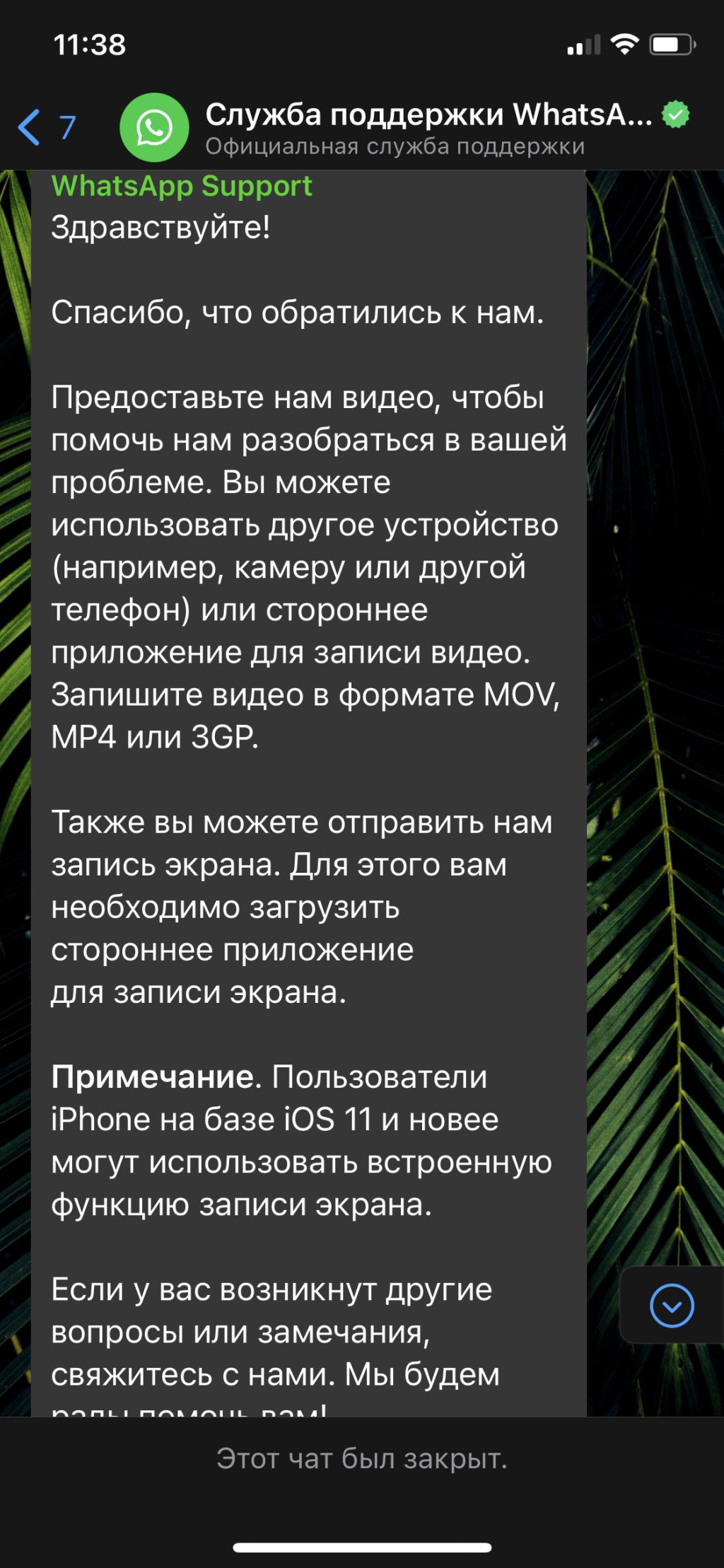 WhatsApp - служба поддержки бесполезная